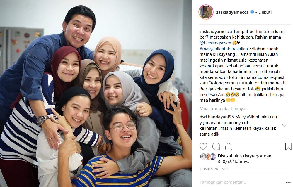 Potret Zaskia Mecca bareng 6 saudaranya ini bikin salah fokus