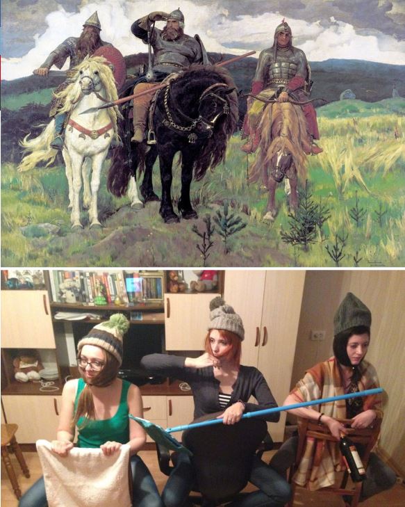 12 Potret orang tirukan pose di lukisan ini malah bikin ngakak