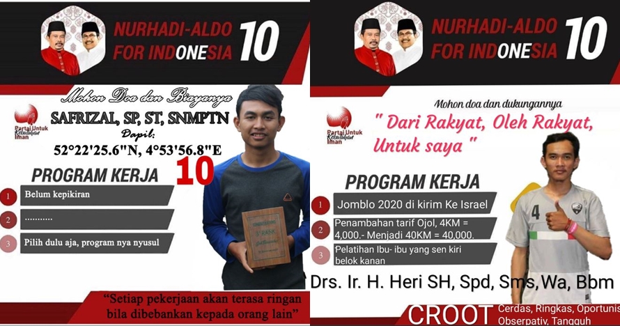 15 Poster caleg Partai UKI ini tak kalah kocak dari Nurhadi-Aldo