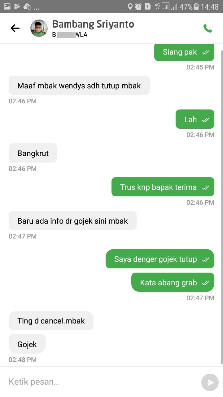 15 Chat lucu pengemudi ojek online minta cancel, ngeselin