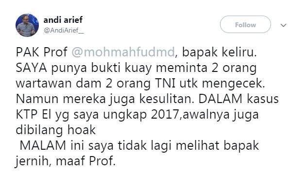 Andi Arief ingin laporkan akun Gibran ke polisi soal hoax surat suara