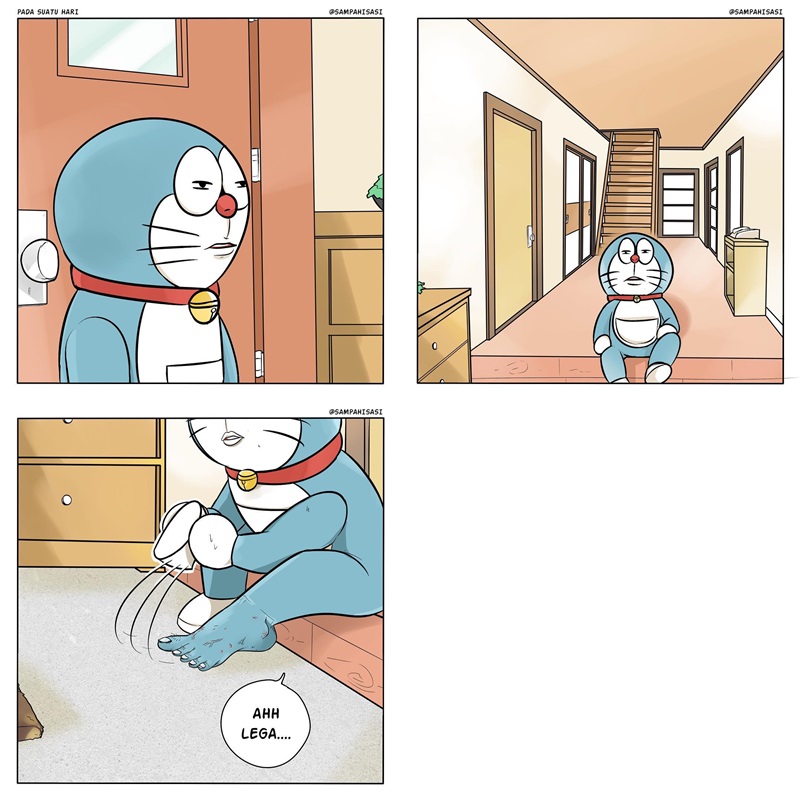 10 Komik strip lucu di balik kerja keras Doraemon, bikin ngakak