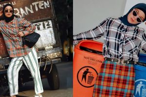 10 Inspirasi fashion tabrak motif Tantri Namirah ini kece banget