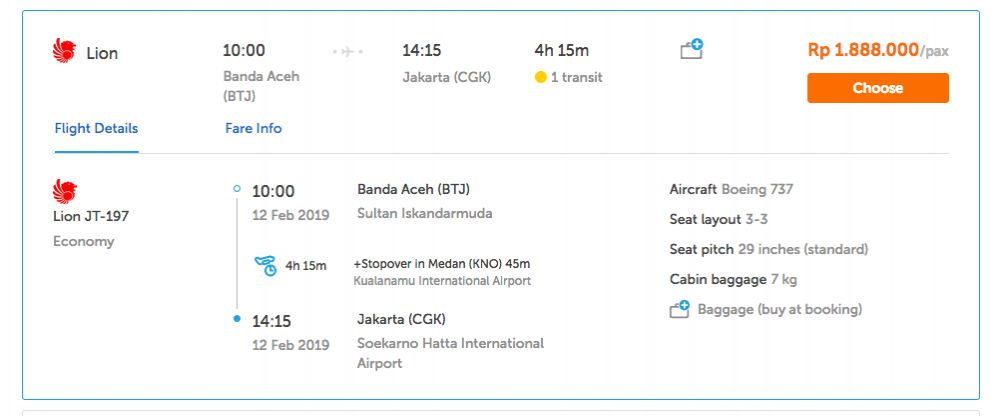 Pesawat Jakarta-Aceh via Kuala Lumpur lebih murah dari rute lain