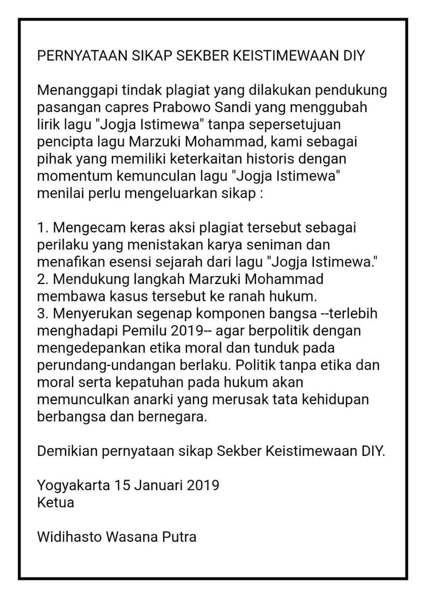 Lagu 'Jogja Istimewa' dipakai kampanye, Marzuki Mohamad marah
