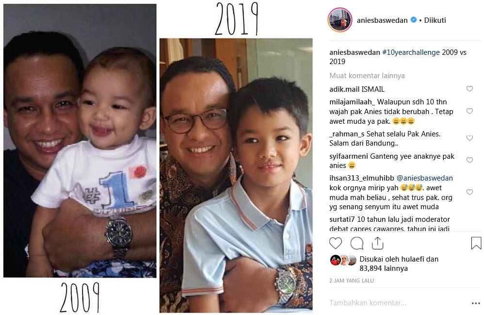 Anies Baswedan ikut 10 Year Challenge, anaknya malah jadi sorotan