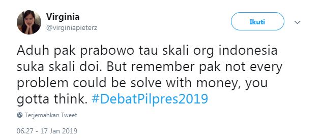 11 Cuitan lucu tanggapi pernyataan Prabowo-Sandi di debat capres
