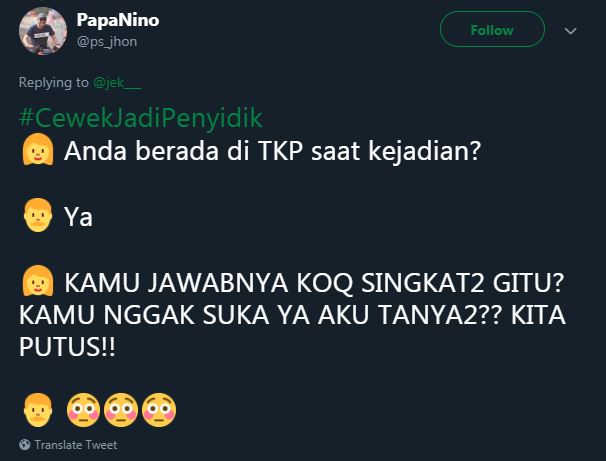 10 Cuitan lucu kalau cewek jadi penyidik ini bikin geregetan