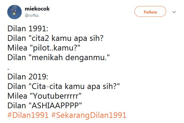 10 Cuitan lucu 'cita-cita Dilan-Milea' ini bikin nyengir