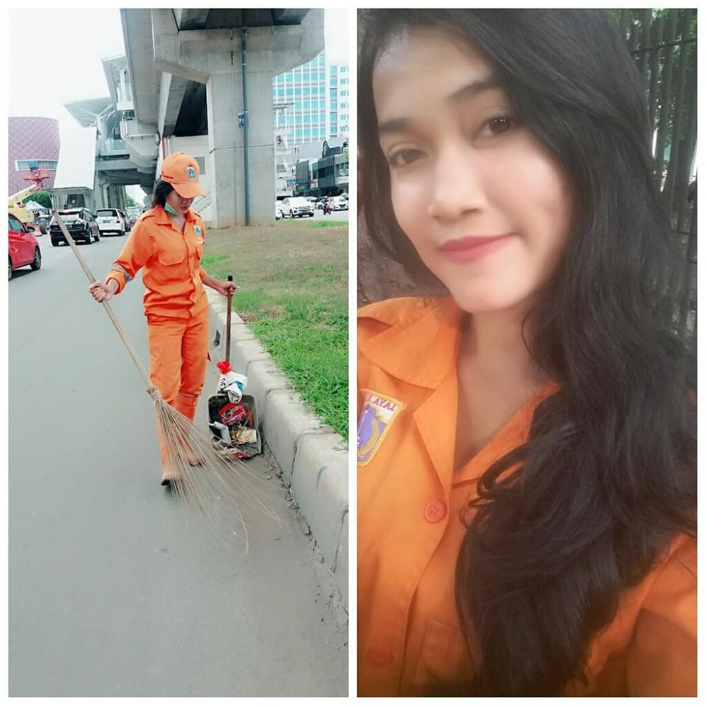 Viral petugas Pasukan Oranye cantik, awas bikin salah fokus