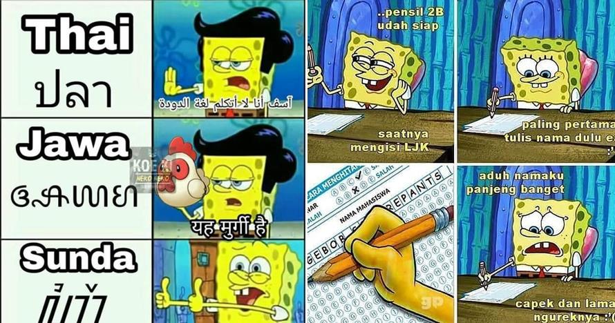 10 Meme lucu SpongeBob saat belajar ini bikin ketawa geli