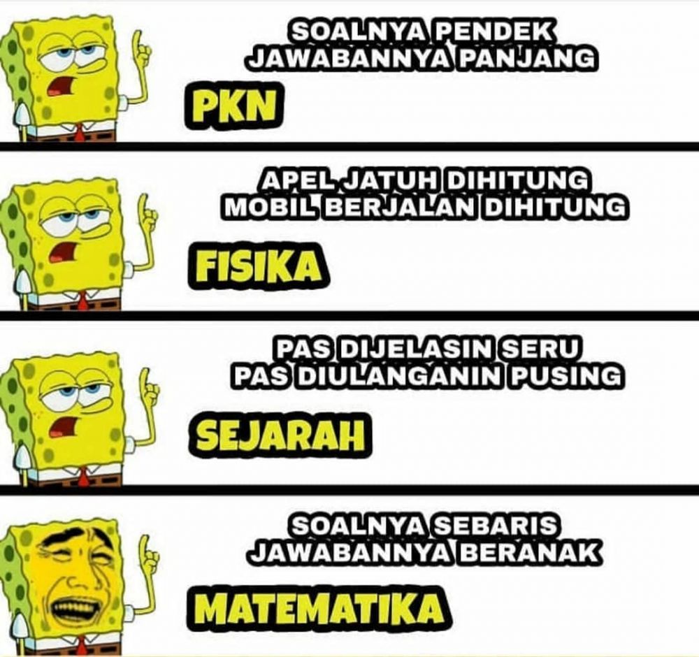 10 Meme Lucu Spongebob Saat Belajar Ini Bikin Ketawa Geli