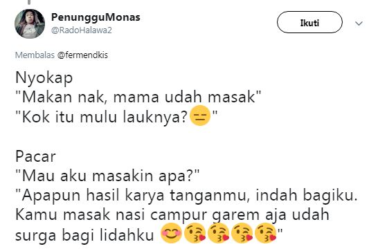 10 Cuitan lucu nyokap vs pacar ini bikin tersenyum simpul