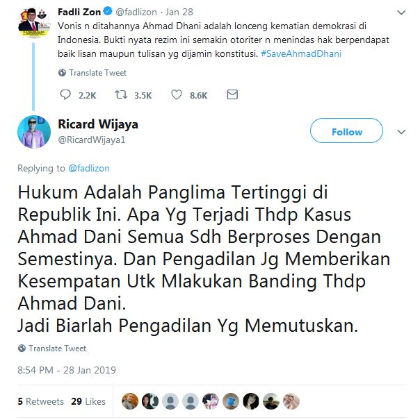 Fadli Zon kecam vonis Ahmad Dhani, 10 serangan balik ini makjleb