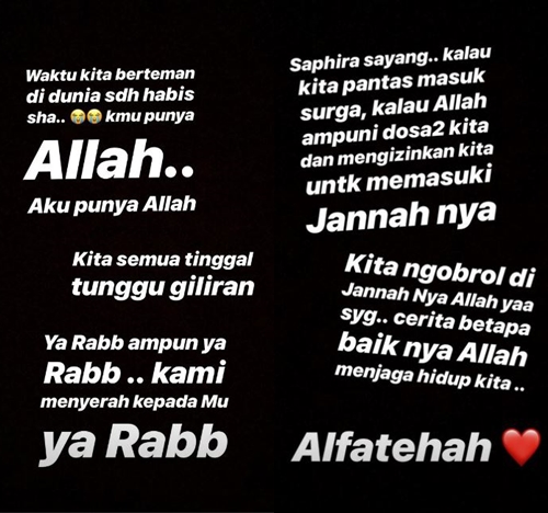 Kenangan terakhir Chacha Frederica dengan Saphira Indah, haru