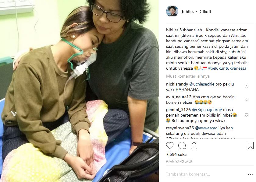 Curhat pilu pacar Vanessa Angel yang dirawat di rumah sakit
