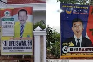 12 Nama caleg di spanduk kampanye ini mengundang senyum