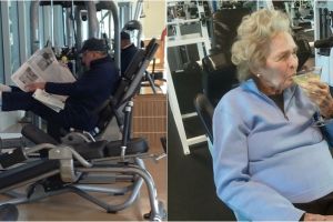 10 Aksi absurd lansia saat ngegym, bikin geleng kepala