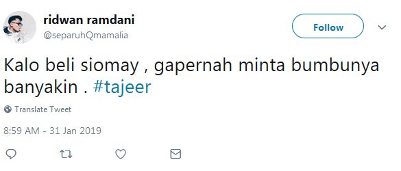 10 Cuitan #Tajeer warganet ini bikin sobat misqueen jadi ngakak