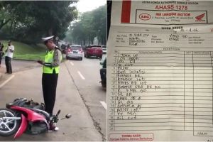 17 Editan foto catatan polisi tilang pria yang rusak motor, kocak