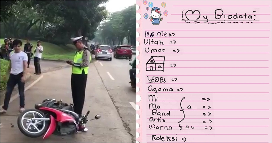 17 Editan foto catatan polisi tilang pria yang rusak motor, kocak