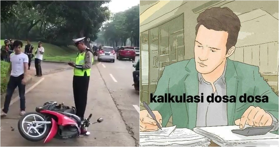 17 Editan foto catatan polisi tilang pria yang rusak motor, kocak