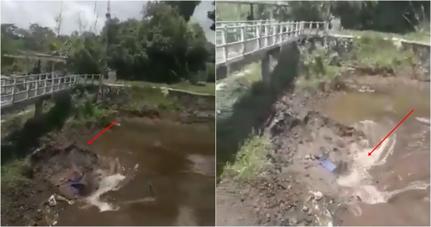 Video air masuk lubang besar di tengah Sungai Kuning