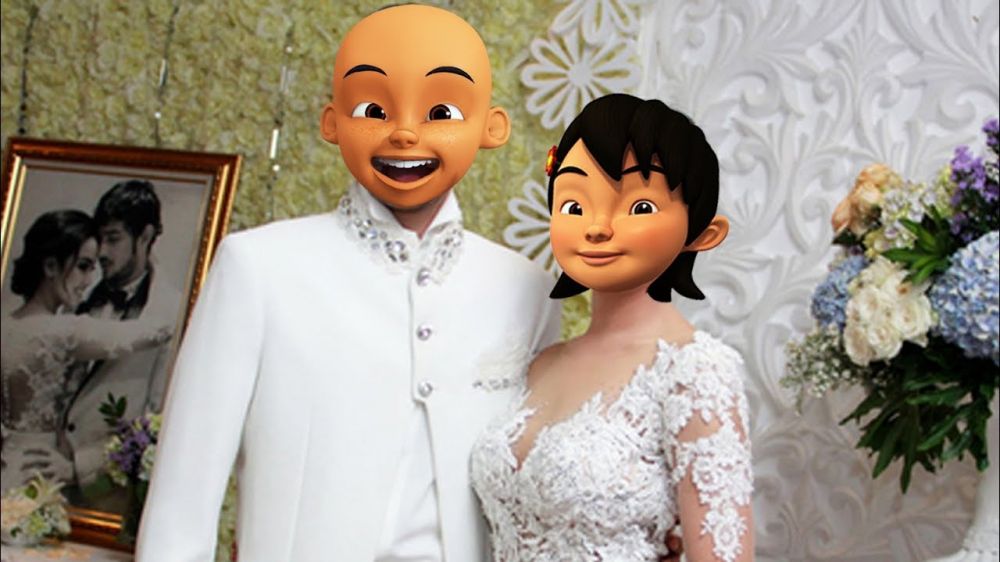 10 Editan foto karakter Upin Ipin menikah ini bikin auto baper