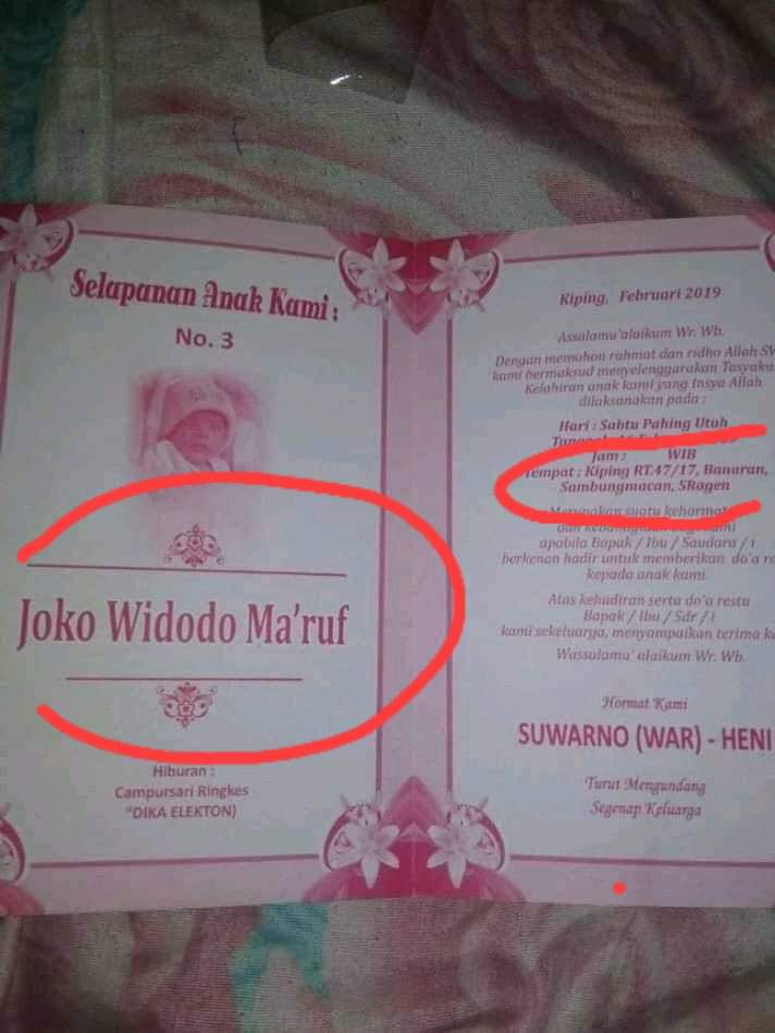 Orangtuanya ngefans berat, bayi ini dinamai Joko Widodo Ma'ruf