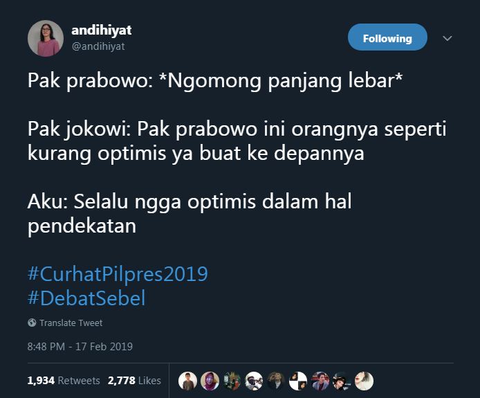 15 Cuitan lucu 'curhat ala debat capres' ini bikin auto baper