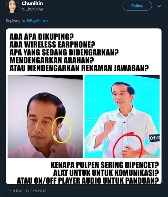 Jokowi dituding pakai earpiece di debat capres, ini bantahan TKN 