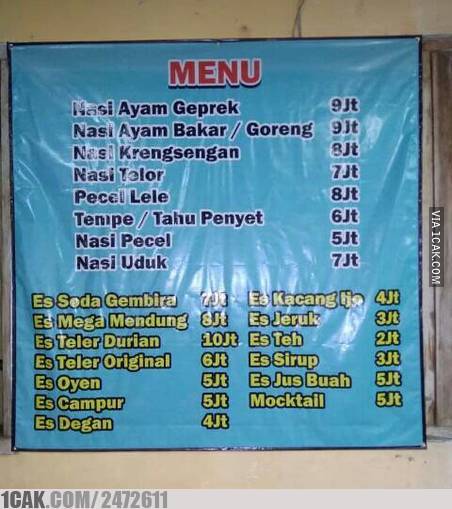14 Menu warung ini absurd banget, bikin pembeli tepuk jidat