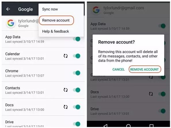 Cara menghapus akun google mail di android