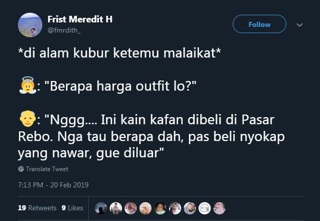 10 Cuitan lucu 'berapa harga outfit lo' ini bikin nyengir sendiri