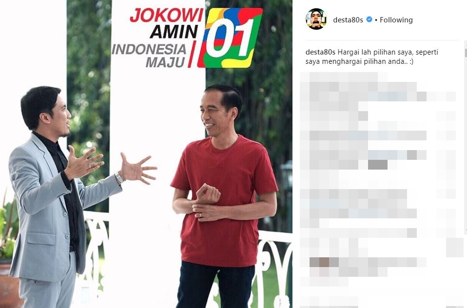 Desta posting foto bareng Jokowi, captionnya jadi sorotan