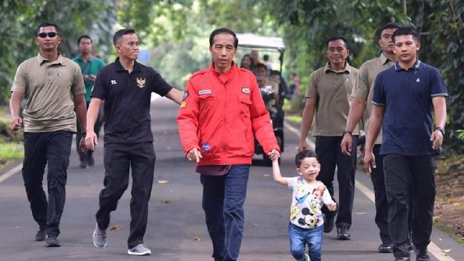 10 Gaya Jokowi momong cucu di Kebun Raya, aksi Jan Ethes bikin gemas