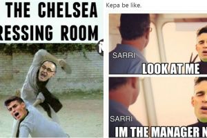10 Meme lucu saat kiper Chelsea menolak diganti, timnya pun kalah