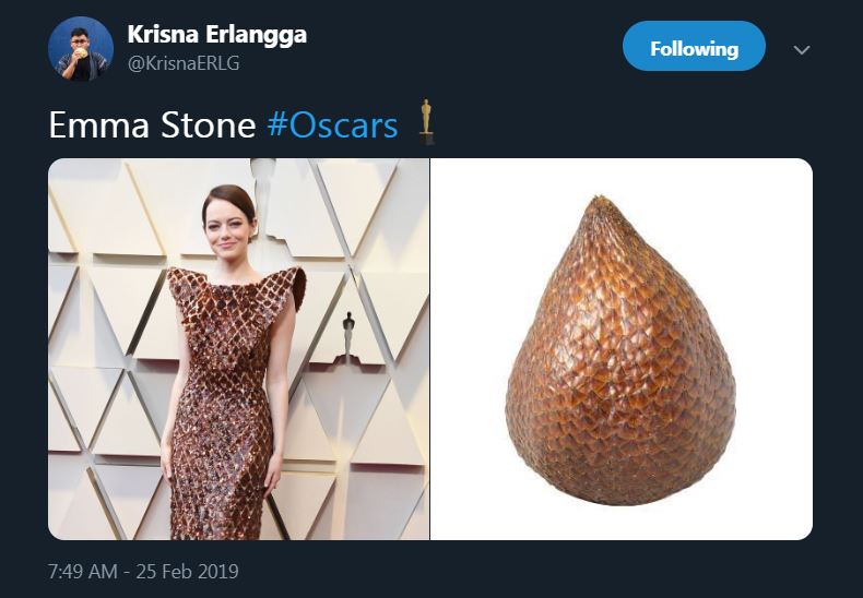 9 Cocoklogi busana Emma Stone di Oscar 2019, ada mirip salak