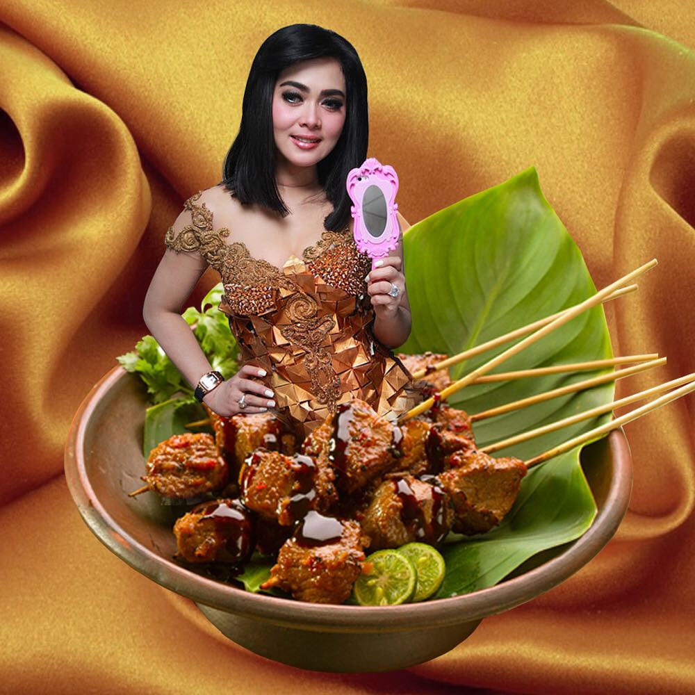 20 Foto editan lucu fashion Syahrini digabungkan dengan makanan