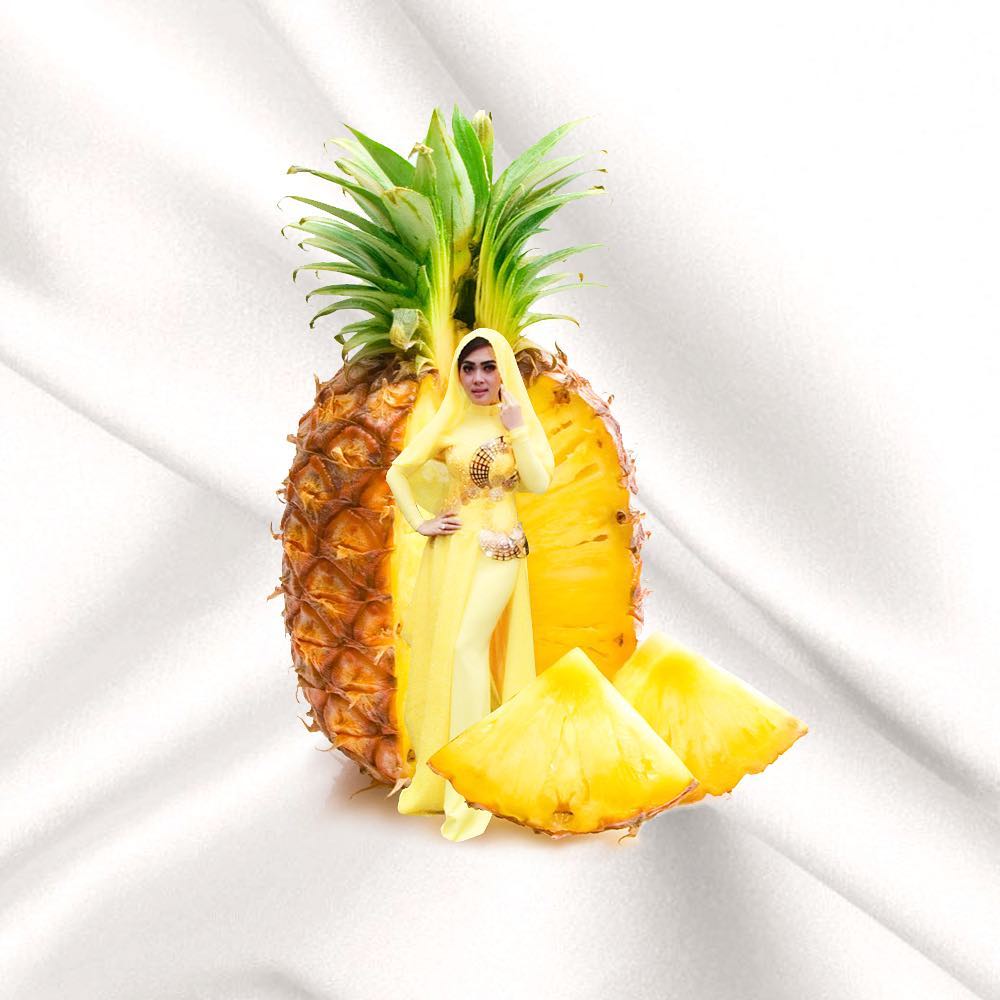 20 Foto editan lucu fashion Syahrini digabungkan dengan makanan