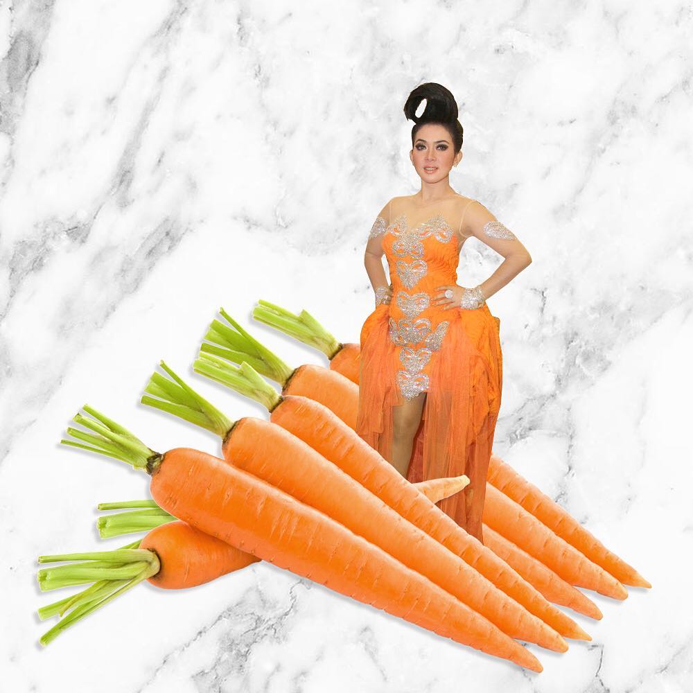20 Foto editan lucu fashion Syahrini digabungkan dengan makanan