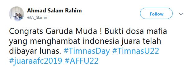 15 Cuitan lucu rayakan Indonesia juara Piala AFF U-22