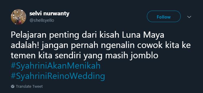 Syahrini & Reino nikah, ini 7 dukungan netizen untuk Luna Maya