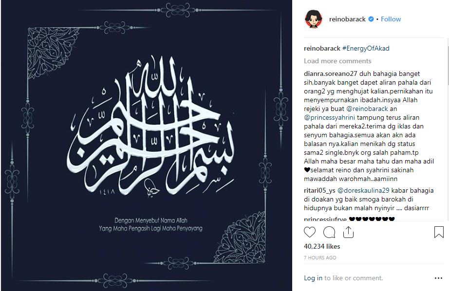 3 Unggahan Reino usai nikah kompak sama Syahrini, tulis energy akad