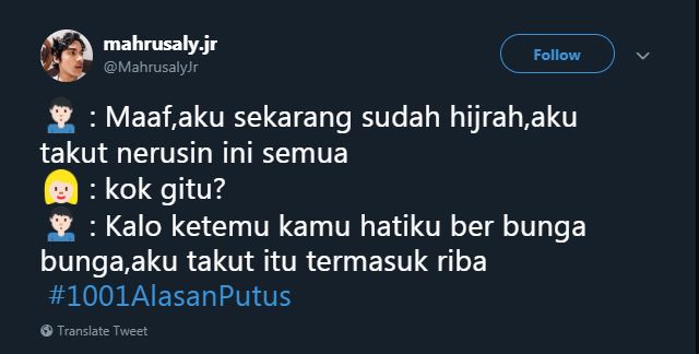 10 Cuitan lucu 1001 alasan putus ini bikin hati meringis