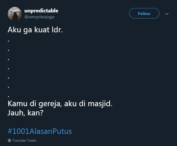 10 Cuitan lucu 1001 alasan putus ini bikin hati meringis