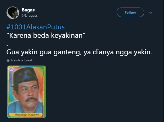 10 Cuitan lucu 1001 alasan putus ini bikin hati meringis