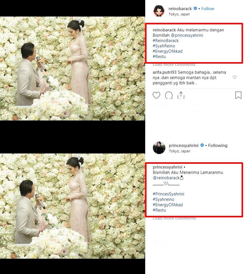 Reino Barack & Syahrini kompak unggah foto lamaran, sweet banget