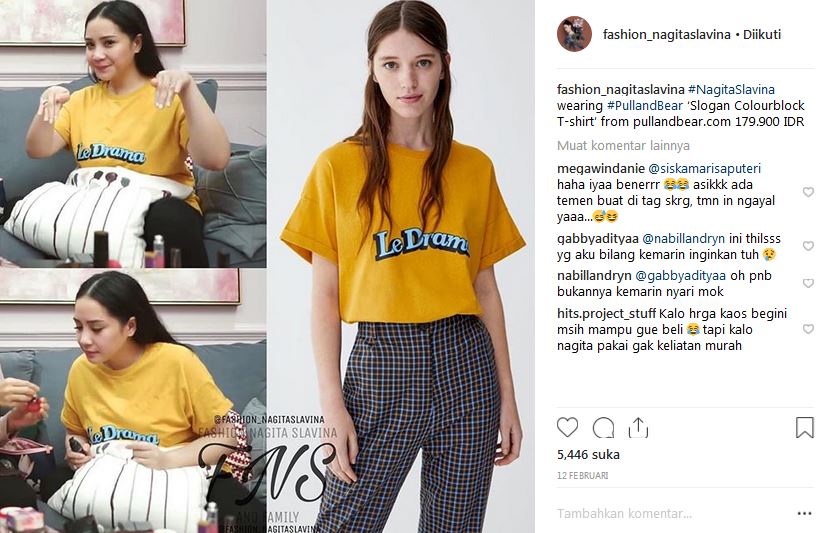 Tak melulu mewah, 11 kaus Nagita Slavina ini di bawah Rp 500 ribu