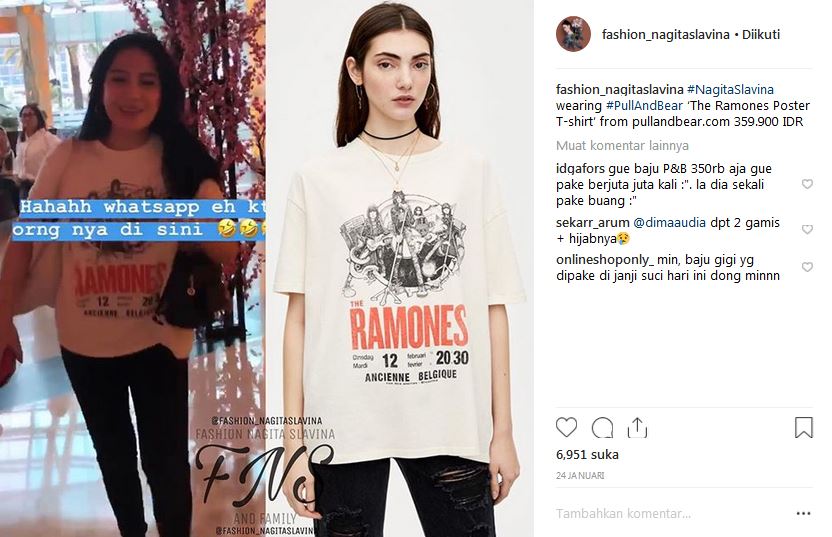 Tak melulu mewah, 11 kaus Nagita Slavina ini di bawah Rp 500 ribu